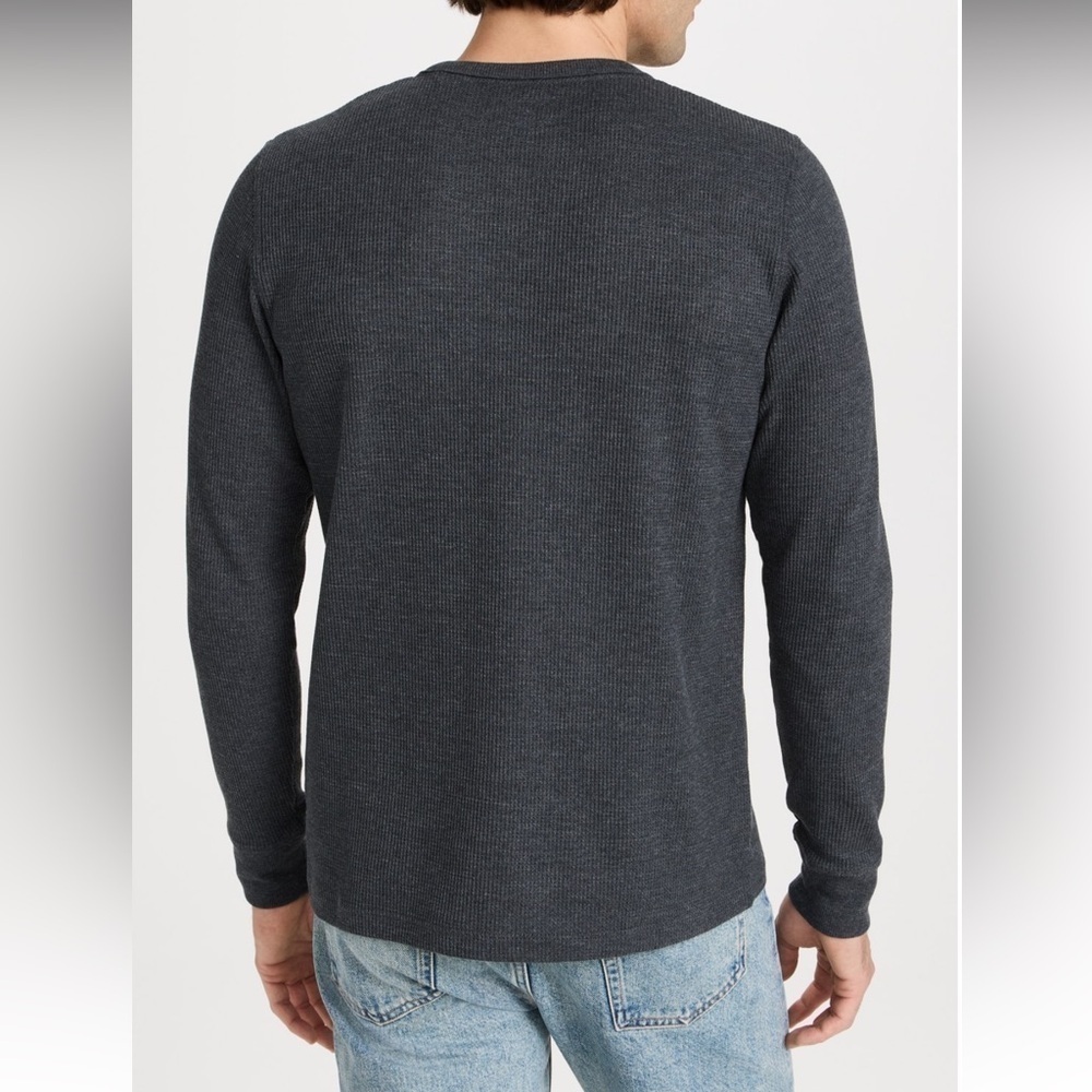 Rhone Sweatshirt Men's Small Green Waffle Knit Thermal Button Crew Neck Pullover - Picture 4 of 11